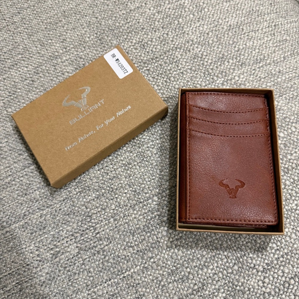 NIB Bulliant Leather Money Clip Card Holder Wallet